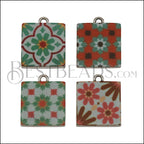 15mm RED/GREEN TILE Charm 2 - 10 pcs