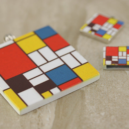 10mm Flat MONDRIAN Printed Slider - 10 pcs