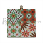 40mm RED/GREEN MULTI TILE Printed Pendant - 2 pcs
