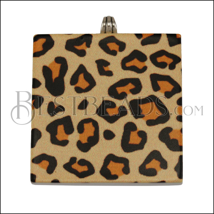 40mm LEOPARD Printed Pendant - 2 pcs