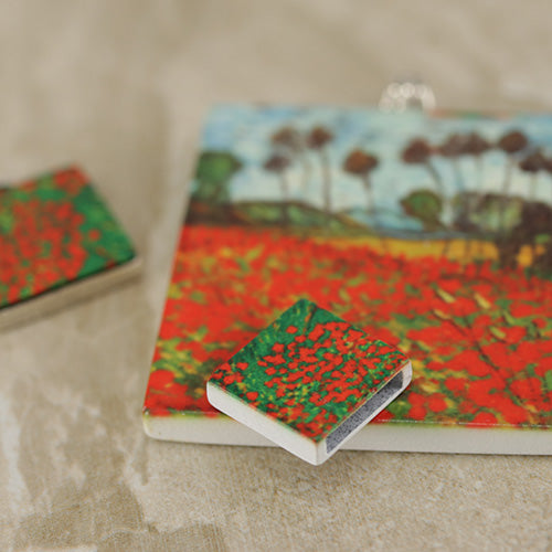 15mm POPPIES Printed Charm - 10 pcs