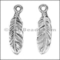 SMALL FEATHER euro charm ANT SILVER - 10 pcs