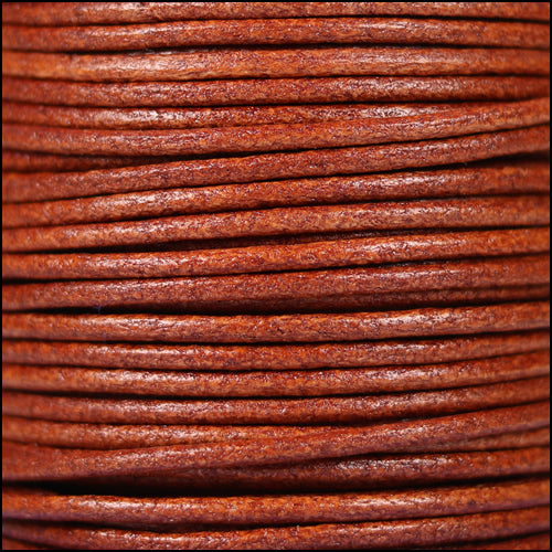 2mm round Euro leather WHISKEY - 25m SPOOL