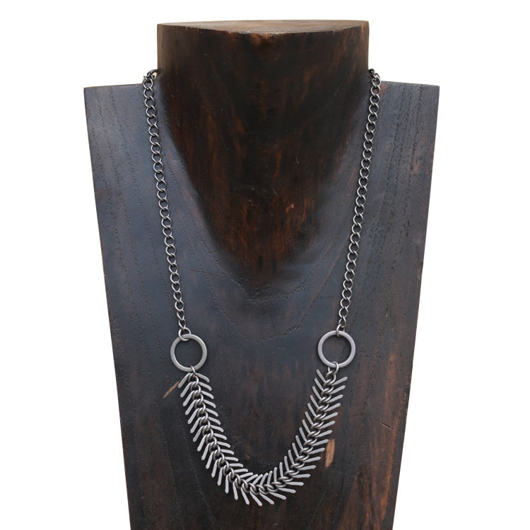Medium Fishbone chain ANT. SILVER