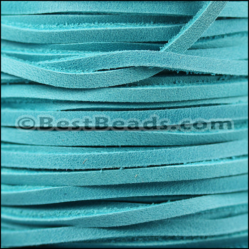 3mm flat ARIZONA SUEDE leather TURQUOISE - meter