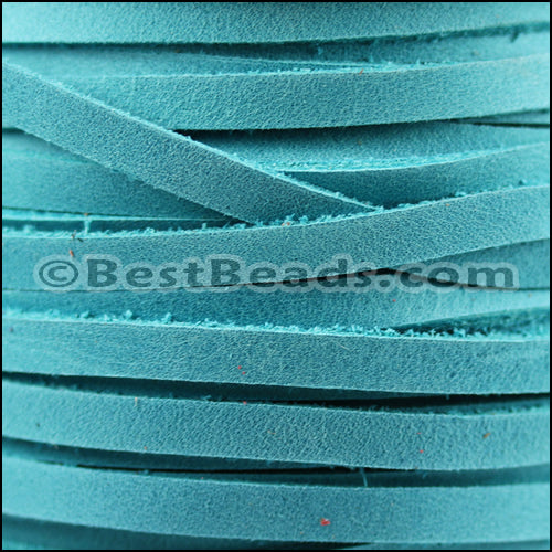 5mm flat ARIZONA SUEDE leather TURQUOISE - meter