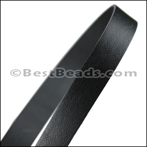 20mm flat CAMEL leather BLACK - 1 meter strip