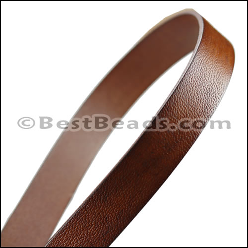 20mm flat CAMEL leather MED BROWN - 1 meter strip