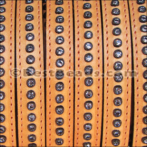 10mm flat CRYSTAL leather ORANGE SHERBET - 1 meter