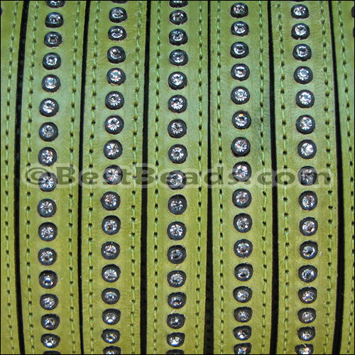 10mm flat CRYSTAL leather LIME GREEN - 1 meter