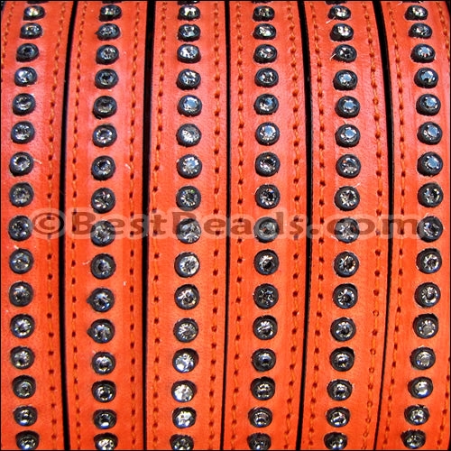 10mm flat CRYSTAL leather ORANGE - 1 meter