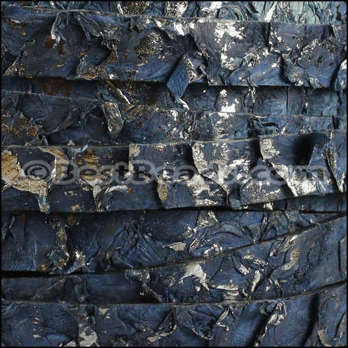 10mm flat PERCH leather NAVY/SILVER - 1 meter