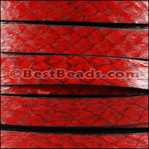 10mm flat SALMON leather RED - 1 meter