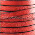 10mm flat IMPRINTED FLORAL leather RED - meter