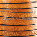 10mm flat IMPRINTED FLORAL leather BURNT ORANGE - meter