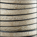 10mm flat IMPRINTED FLORAL leather BEIGE - meter