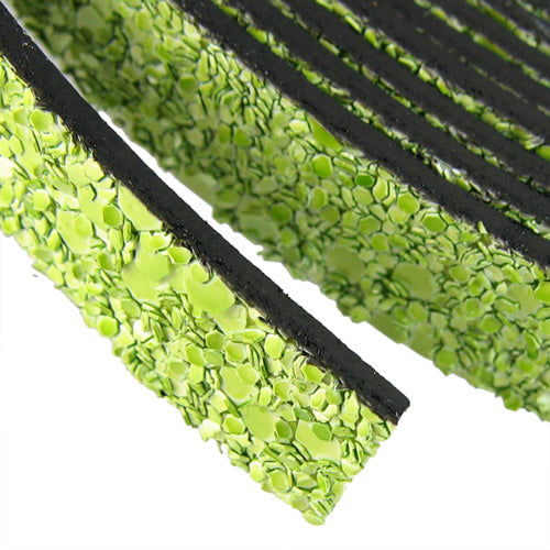 10mm flat GLITTER leather LIME GREEN - meter