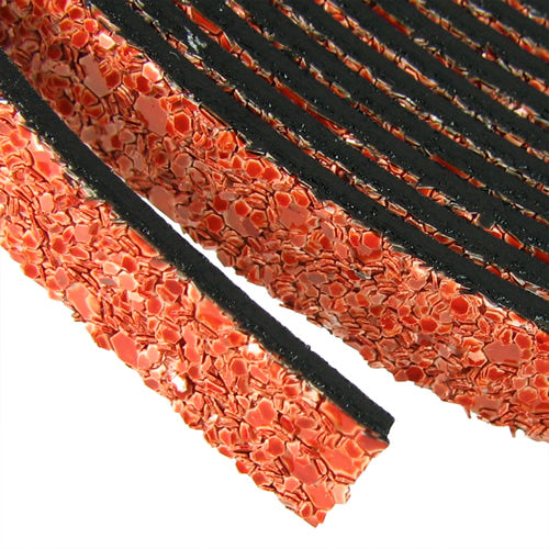 10mm flat GLITTER leather RUST - meter