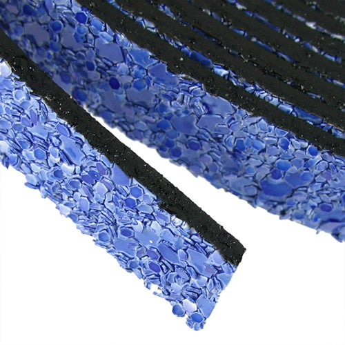 10mm flat GLITTER leather COBALT BLUE - meter