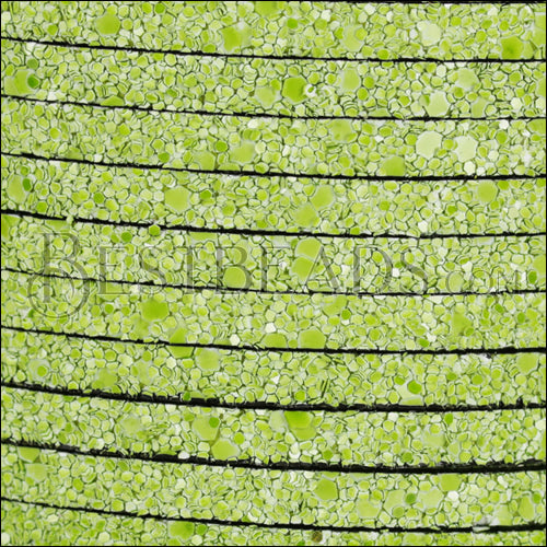 5mm flat GLITTER leather LIME GREEN - meter