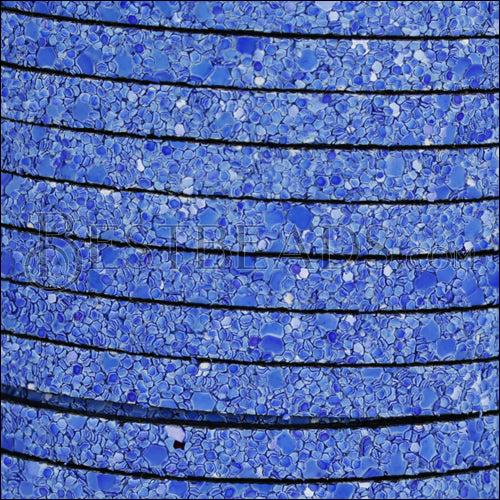 5mm flat GLITTER leather COBALT BLUE - meter