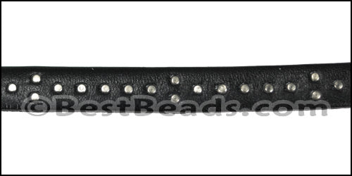 10mm flat ITALIAN STUDDED leather STYLE 3 BLACK - 1 meter