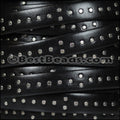 10mm flat ITALIAN STUDDED leather STYLE 3 BLACK - 1 meter