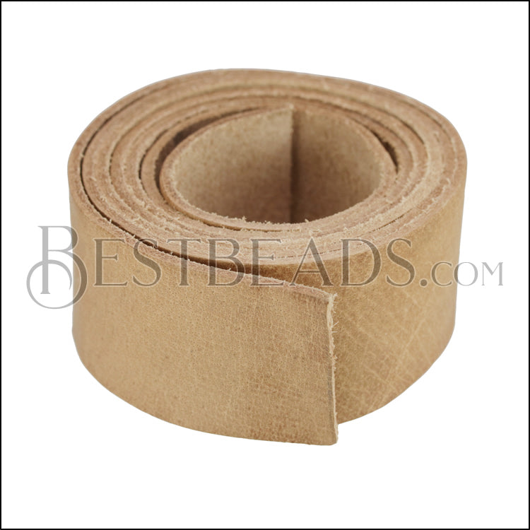 30mm flat INDIAN Leather Cord NATURAL - 1m strip