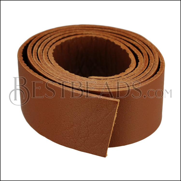 30mm flat INDIAN Leather Cord LIGHT BROWN - 1m strip