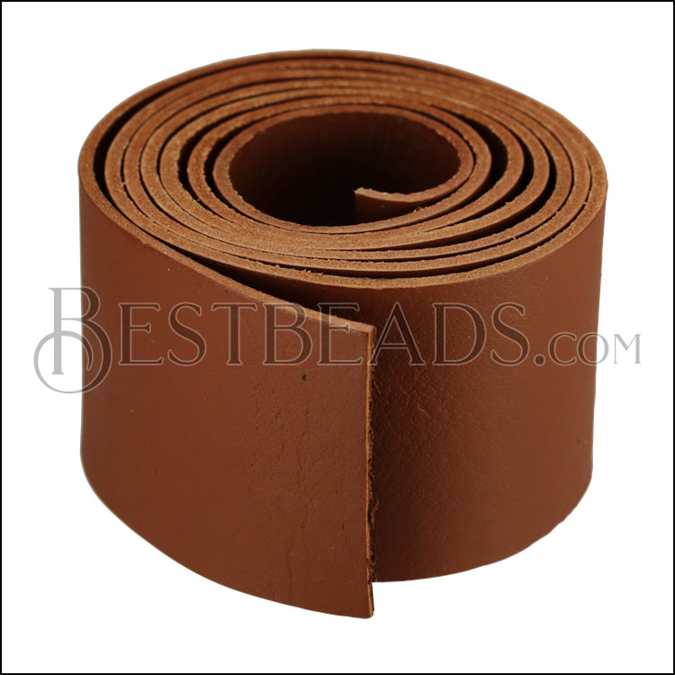 40mm flat INDIAN Leather Cord LIGHT BROWN - 1m strip