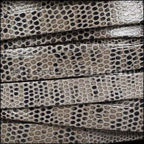 10mm flat LIZARD PRINT leather GREY - meter