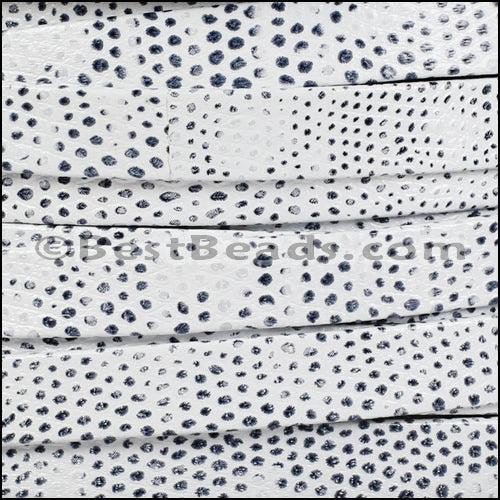 10mm flat LIZARD PRINT leather WHITE - meter