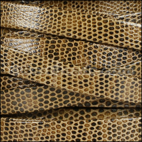 10mm flat LIZARD PRINT leather LT BROWN - meter