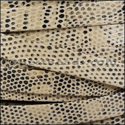 10mm flat LIZARD PRINT leather CREAM - meter