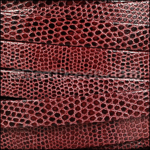 10mm flat LIZARD PRINT leather BURGUNDY - meter