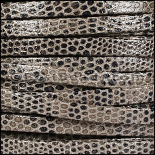 5mm flat LIZARD PRINT leather GREY - meter