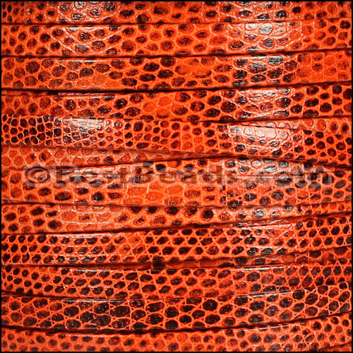 5mm flat LIZARD PRINT leather ORANGE - meter