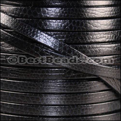 5mm flat LIZARD PRINT leather BLACK - meter