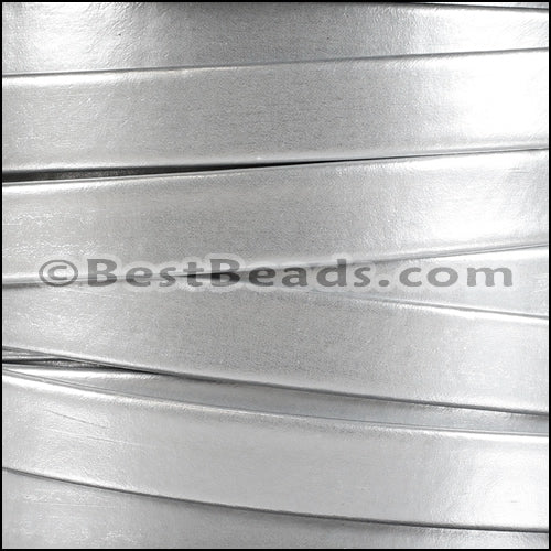 10mm flat MATTE PEARL leather SILVER - meter