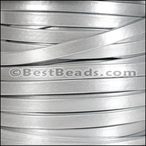 5mm flat MATTE PEARL leather SILVER - meter