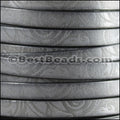 10mm flat IMPRINTED PAISLEY leather LIGHT GREY - meter
