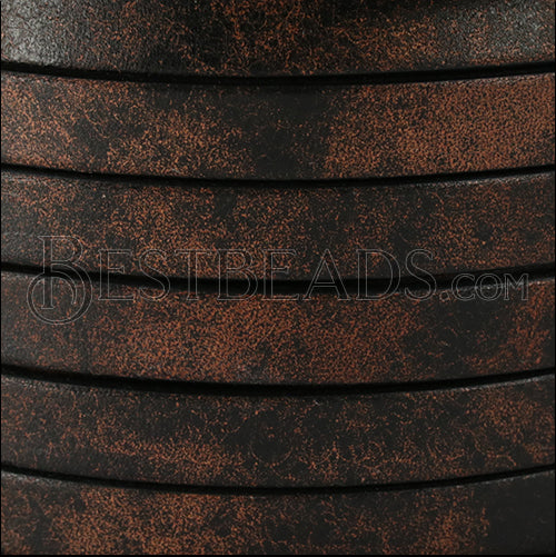 10mm flat RUSTIC leather BROWN - meter