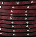 5mm flat RUSTIC STUDDED leather RED - meter