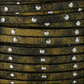5mm flat RUSTIC STUDDED leather YELLOW - meter