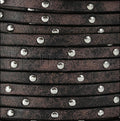 5mm flat RUSTIC STUDDED leather PURPLE - meter