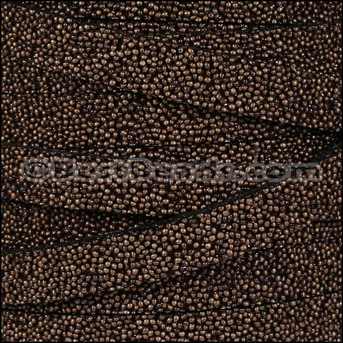 10mm flat SEED BEAD leather BROWN - 1 meter