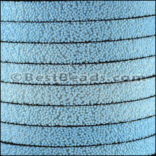 10mm flat SEED BEAD leather LIGHT BLUE - 1 meter