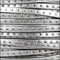 5mm flat STUDDED leather METALLIC SILVER - 1 meter