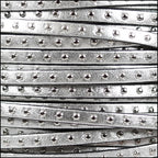 5mm flat STUDDED leather METALLIC SILVER - 1 meter