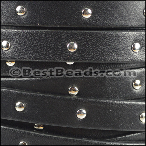 10mm flat STUDDED leather BLACK - meter